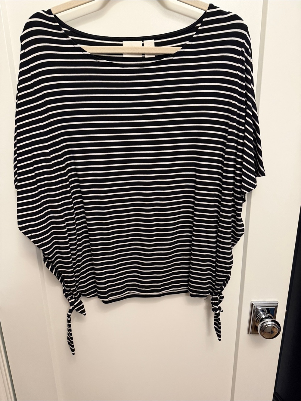 Chico's Black and White Striped Tie-Hem Tunic